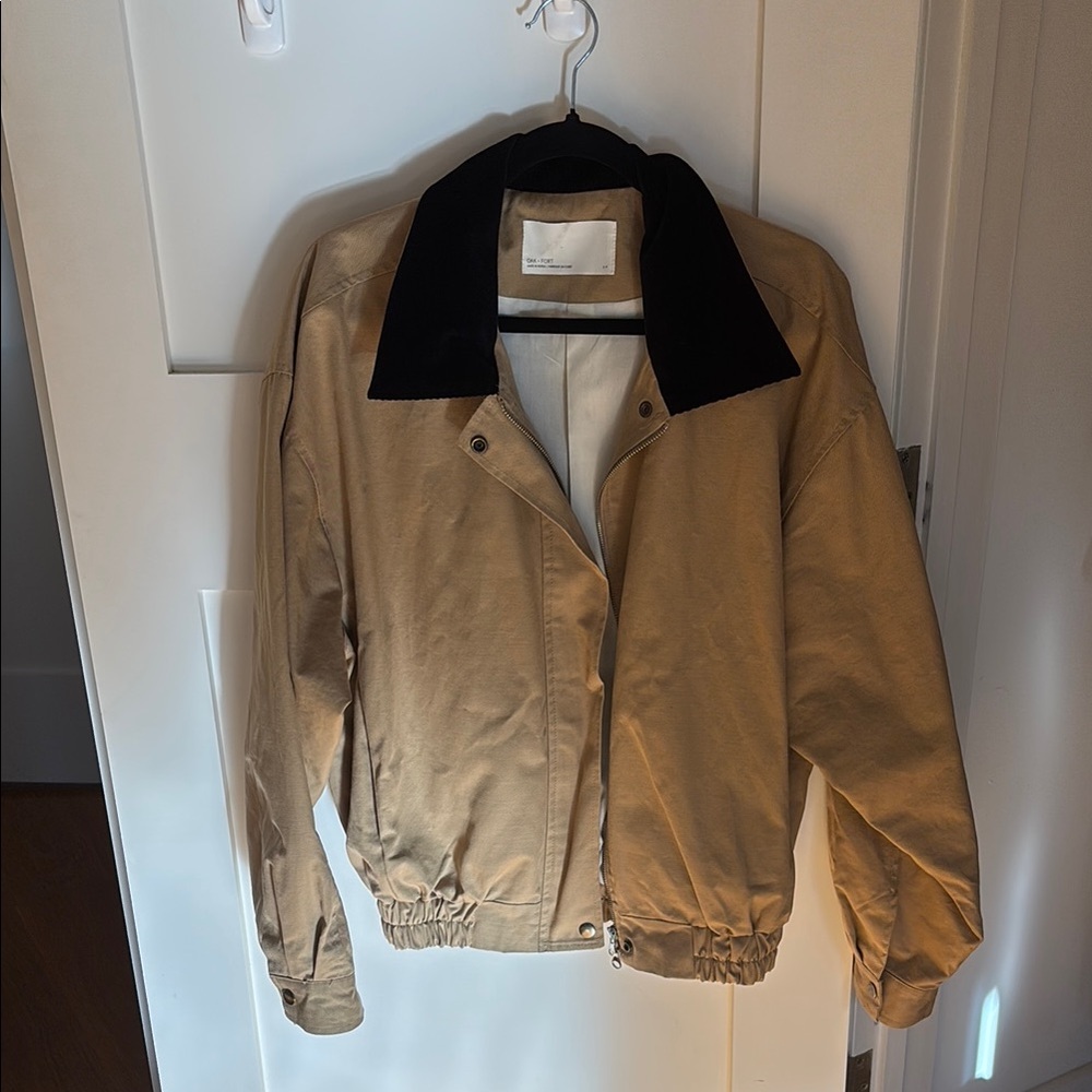 Oak + Fort Barn Jacket Classic Tan Jacket with Black Collar